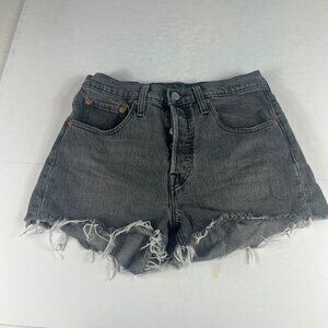 Levi's Jean Short Women 27* Big E 501 High Rise Black Cut Off Denim Jorts Tag 27
